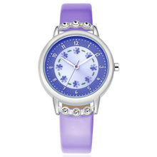 Load image into Gallery viewer, KEZZI Brand Lovely Children Rhinestone Flower Wristwatch Girl Gift Analog Watch Leather Strap Student Cartoon Quartz-Watch Clock