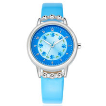 Load image into Gallery viewer, KEZZI Brand Lovely Children Rhinestone Flower Wristwatch Girl Gift Analog Watch Leather Strap Student Cartoon Quartz-Watch Clock