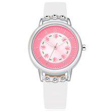Load image into Gallery viewer, KEZZI Brand Lovely Children Rhinestone Flower Wristwatch Girl Gift Analog Watch Leather Strap Student Cartoon Quartz-Watch Clock