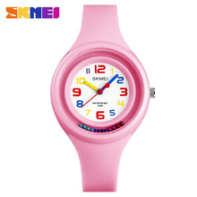 Load image into Gallery viewer, SKMEI NEW Kids Watches Colorful Quartz Wristwatch 50M Waterproof Alarm Clock Boys Girls Children Watches 1386 reloj mujer