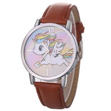 Load image into Gallery viewer, 2019 Unicorn Watch Children's watch Carton Rainbow Animal Kids Girls Leather Band Analog Alloy Quartz Watches wristwatches
