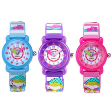 Load image into Gallery viewer, Children Cartoon Girl 3D Pattern Design Strap Watch Kids Stripe Waterproof Quartz Wristwatch Wrist Decor