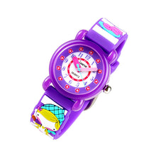Load image into Gallery viewer, Children Cartoon Girl 3D Pattern Design Strap Watch Kids Stripe Waterproof Quartz Wristwatch Wrist Decor