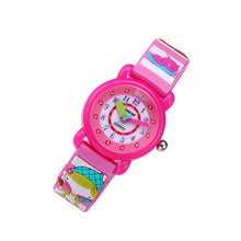 Load image into Gallery viewer, Children Cartoon Girl 3D Pattern Design Strap Watch Kids Stripe Waterproof Quartz Wristwatch Wrist Decor